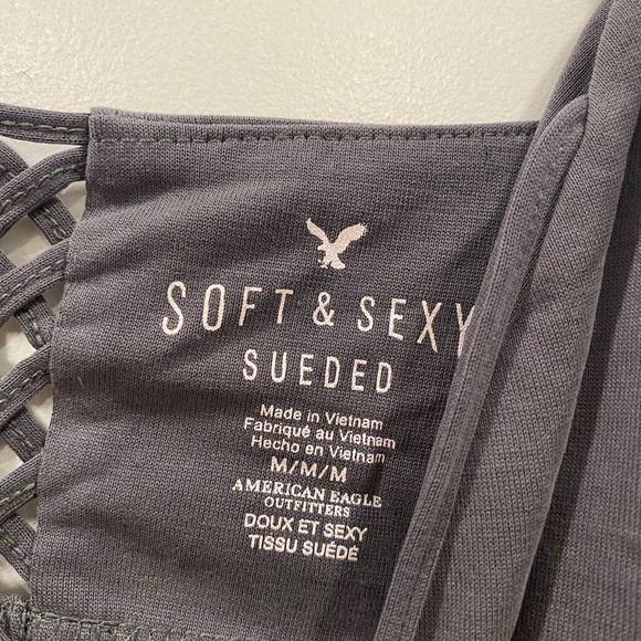 American Eagle super cute gray peplum top! - Picture 2 of 2